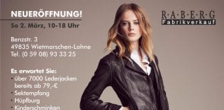 Neueröffnung vom Fabrikverkauf Raberg Ledermoden