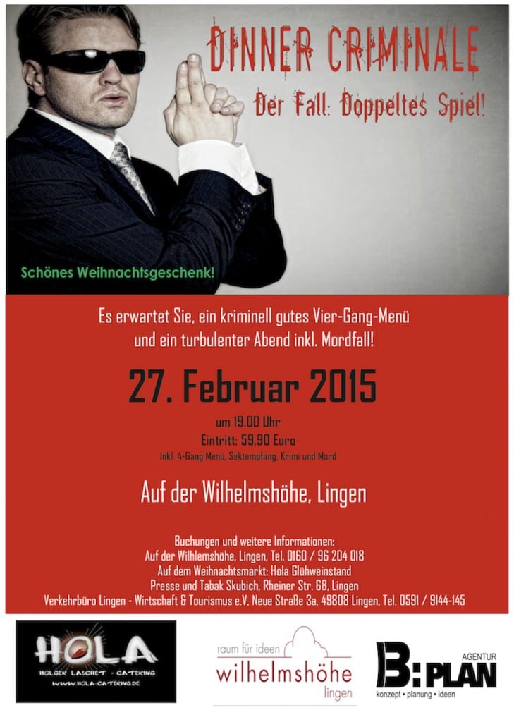 Dinner Criminale auf der Wilhelmshöhe Lingen